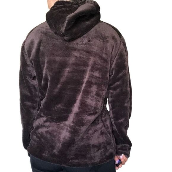 Nike ACG 1/2 Zip Fleece Jacket Brown Warm Hooded Women Size Large Pullover - Picture 3 of 14